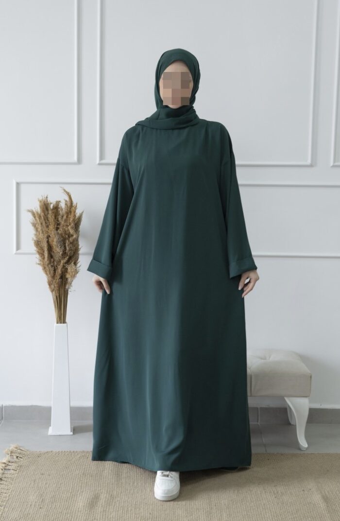 Abaya Zahia vert émeraude pour femme.