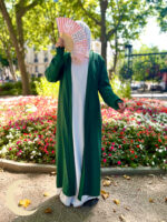 Kimono Nour vert bouteille pour femme.